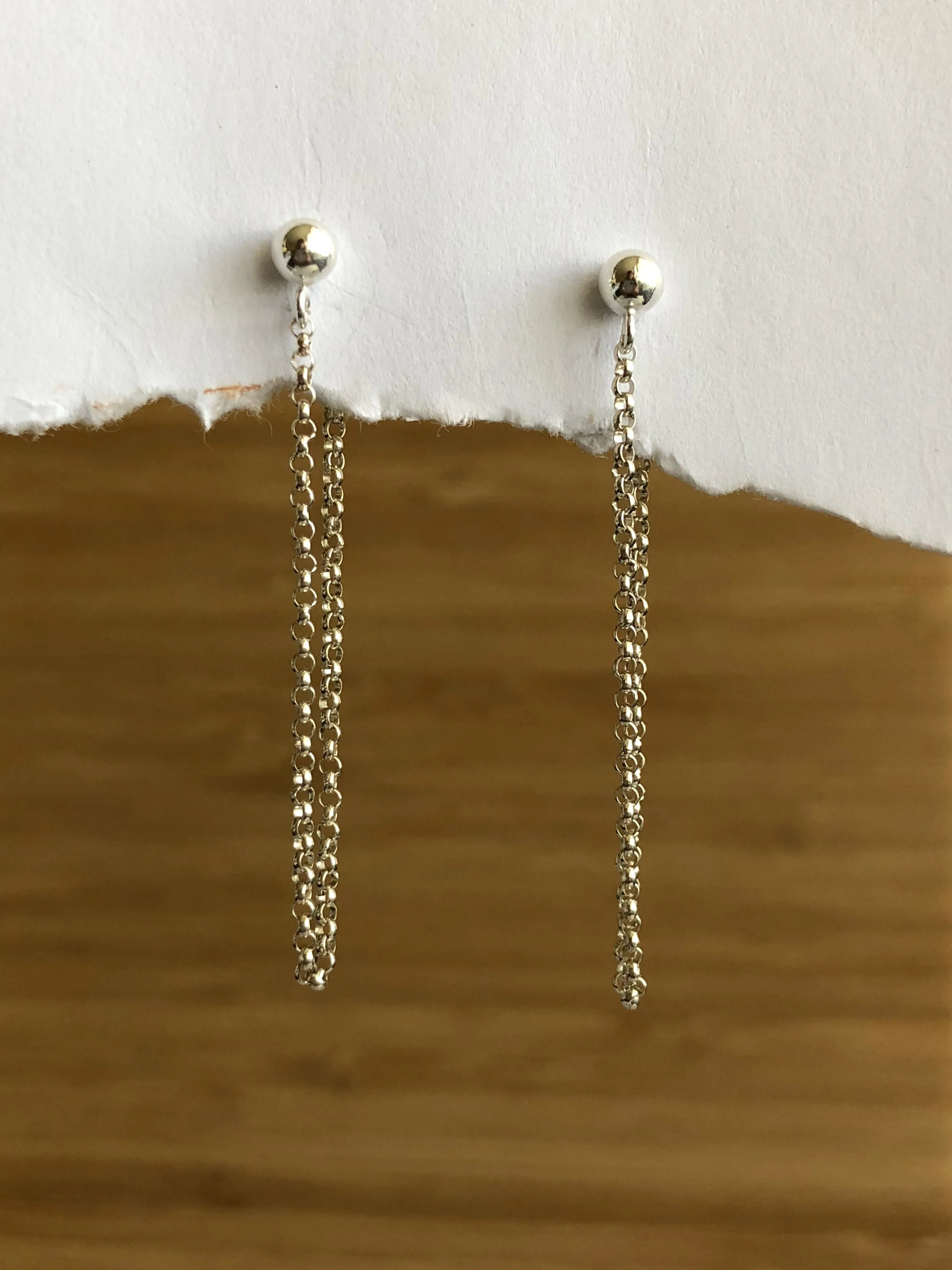 Gold chain stud earrings