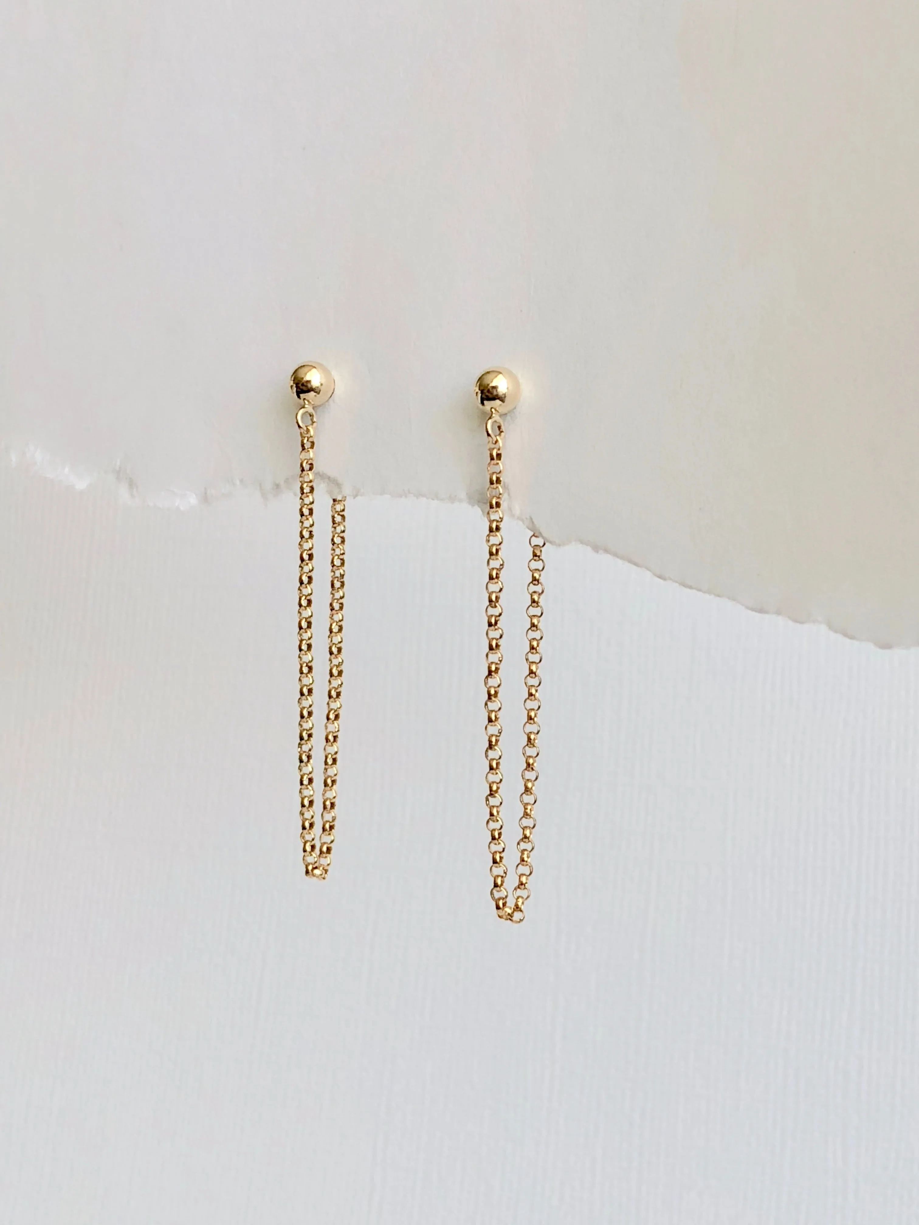 Gold chain stud earrings