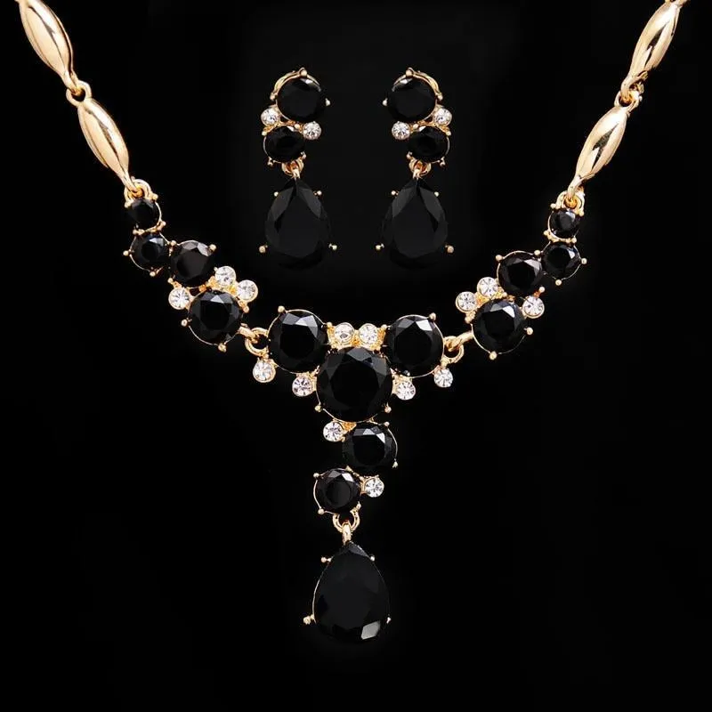 Gold-color Jewelry sets  Austrian crystal  Flower Wedding Jewelry Necklace/Earrings Sets