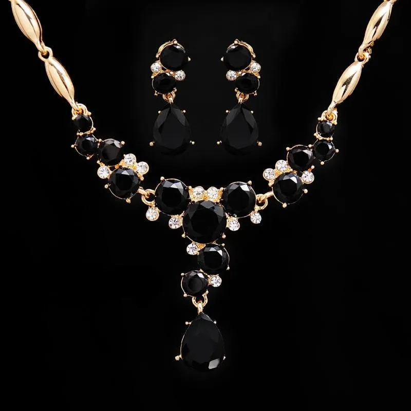 Gold-color Jewelry sets  Austrian crystal  Flower Wedding Jewelry Necklace/Earrings Sets