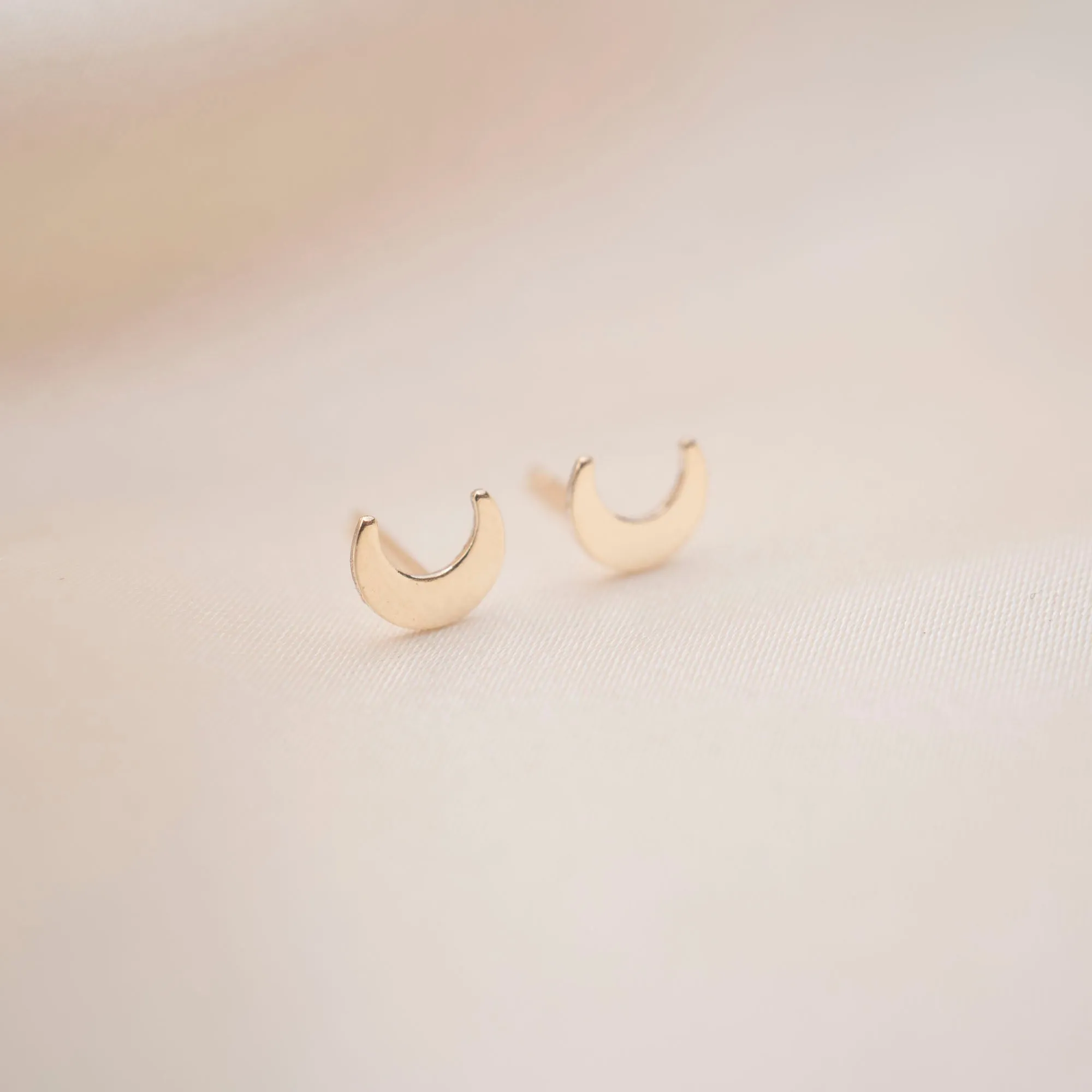 Gold Filled Crescent Moon Studs