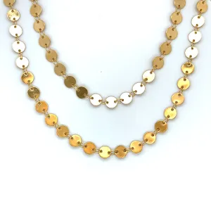 Gold Filled Flat Circle Disc Belly Chain / Long Necklace