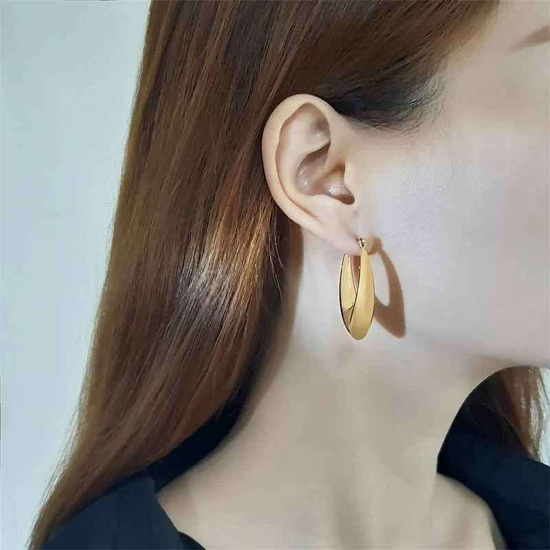 Gold Geometric Hoop Earrings by VNOX