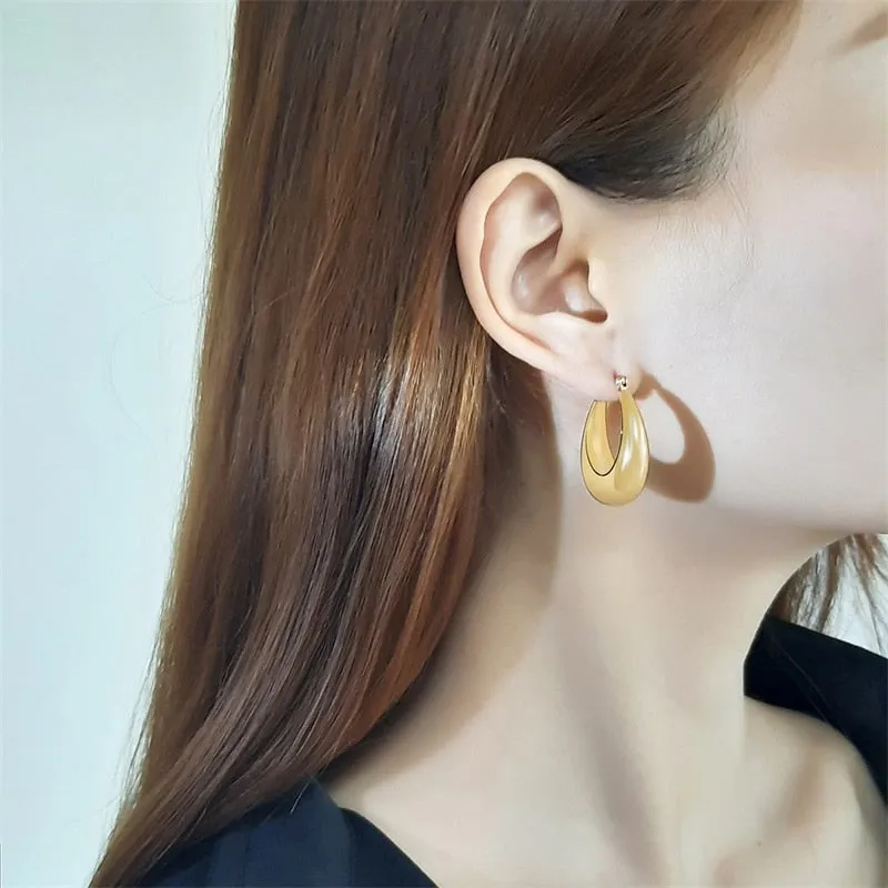 Gold Geometric Hoop Earrings by VNOX