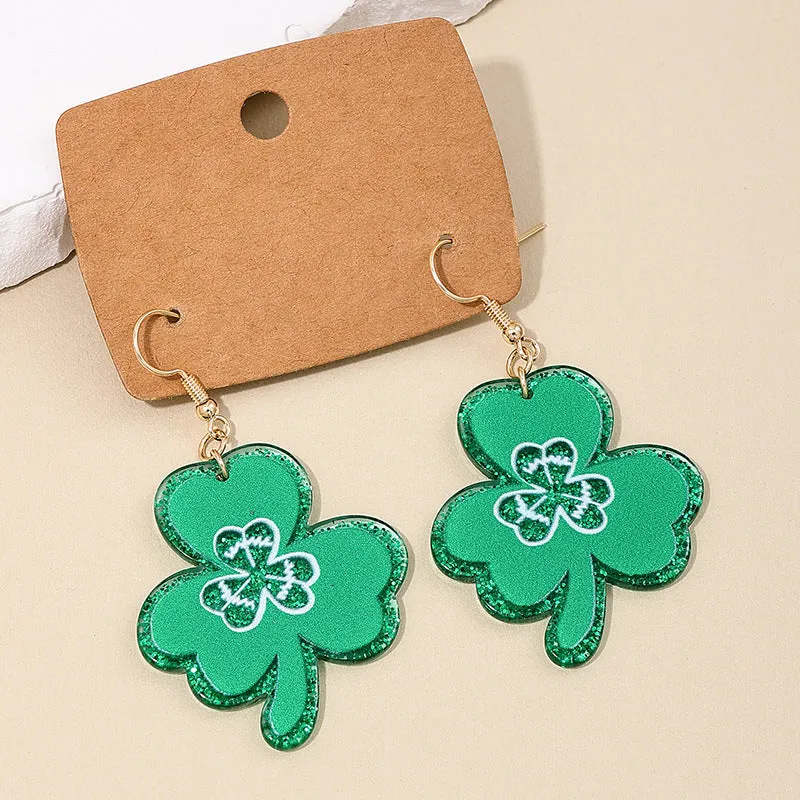 Green Clover Sparkle Earrings for St. Patrick's Day Festivities