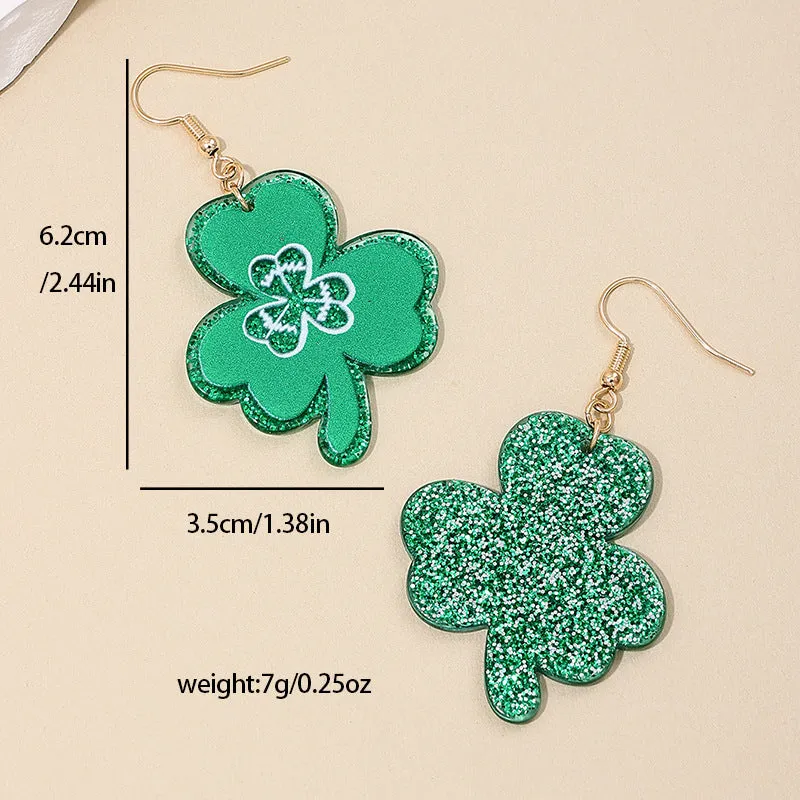 Green Clover Sparkle Earrings for St. Patrick's Day Festivities