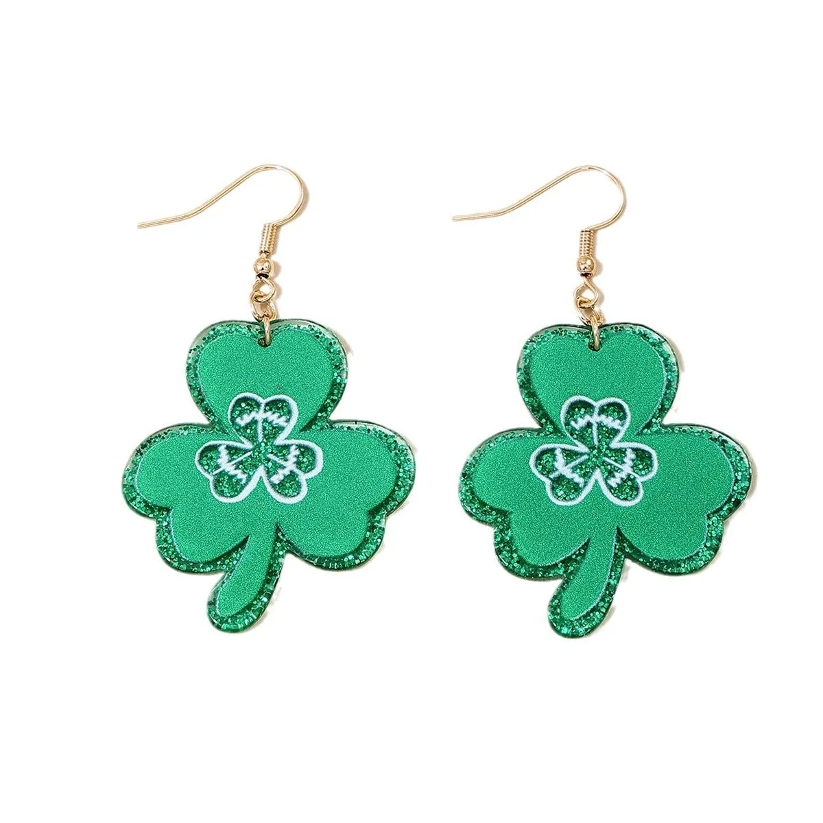 Green Clover Sparkle Earrings for St. Patrick's Day Festivities