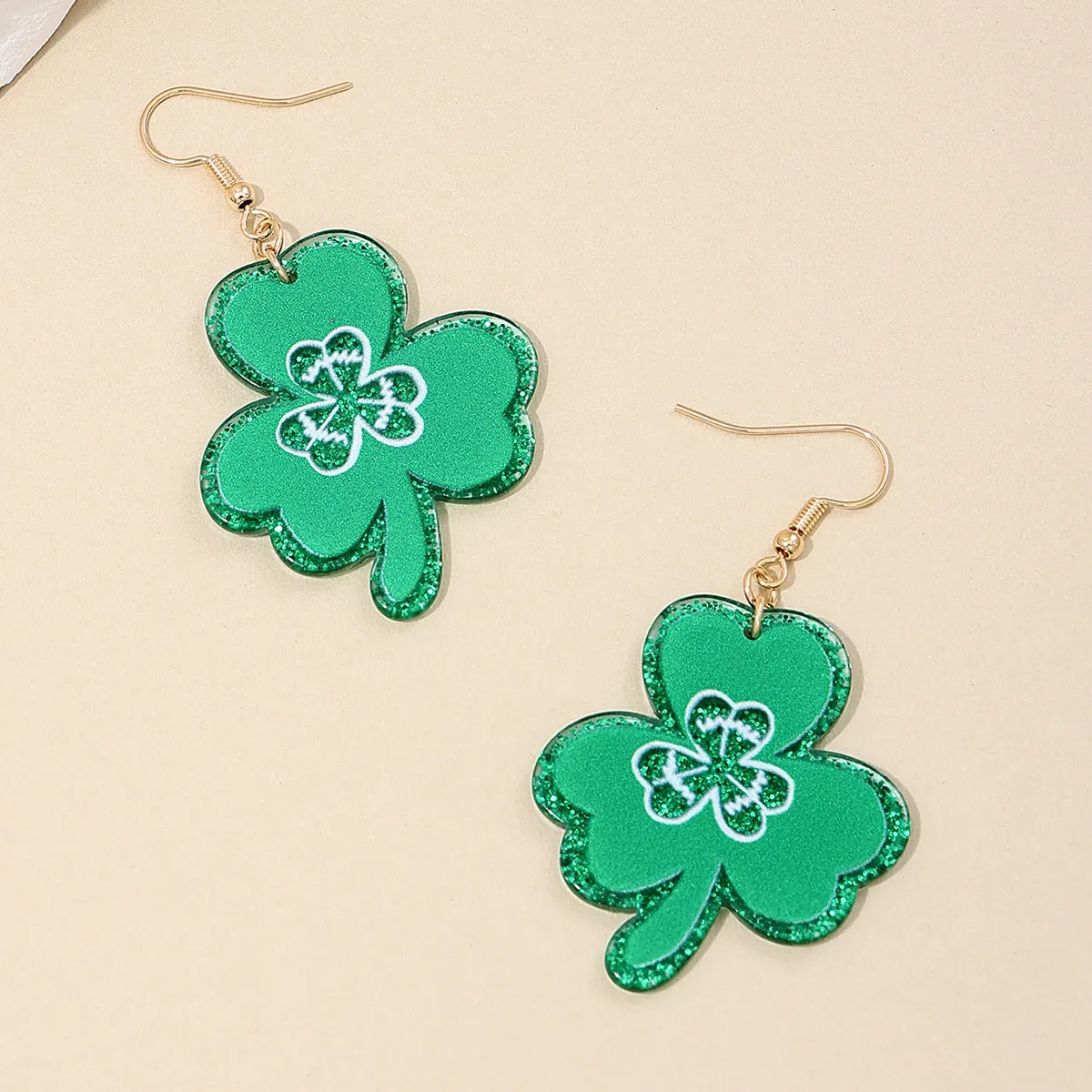 Green Clover Sparkle Earrings for St. Patrick's Day Festivities