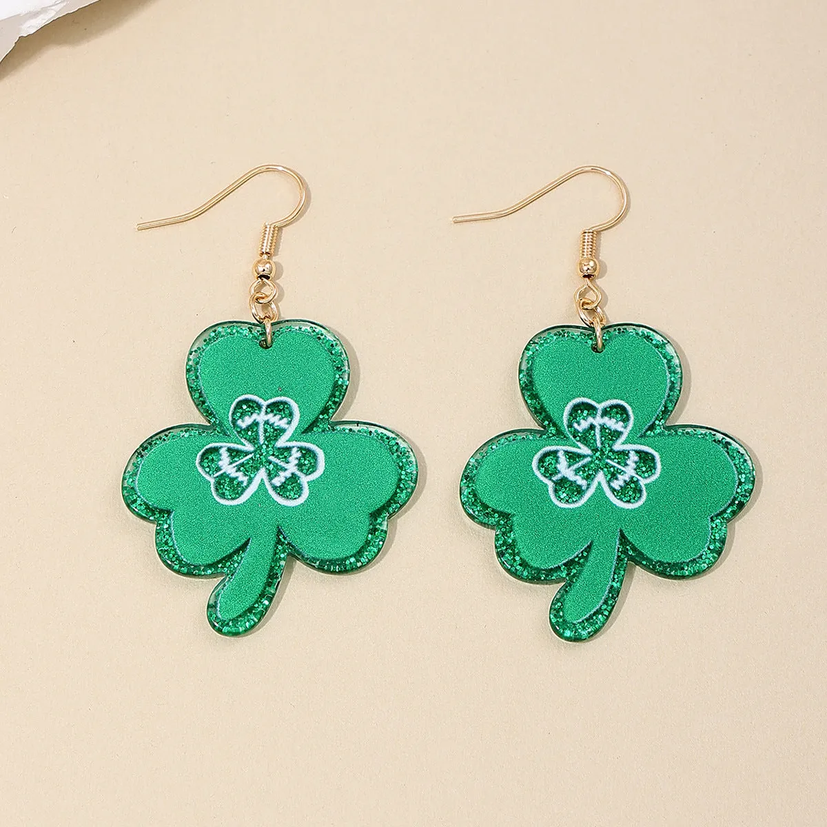 Green Clover Sparkle Earrings for St. Patrick's Day Festivities