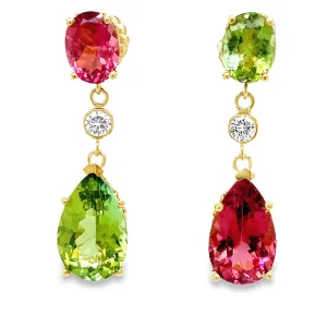 Handmade Tourmaline & Peridot Drop Earrings