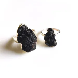 His & Hers Tibetan Tektite Silver Rings