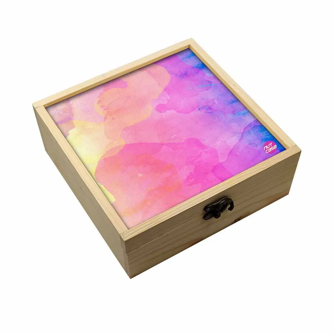 Jewellery Box Makepup Organizer -  Blue And Pink Watercolor