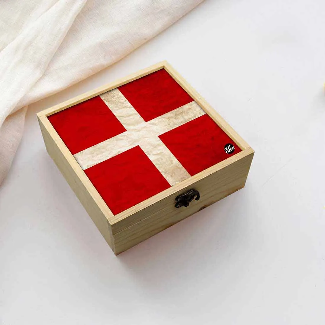 Jewellery Box Makepup Organizer -  Switzerland Vintage Distressed Flag