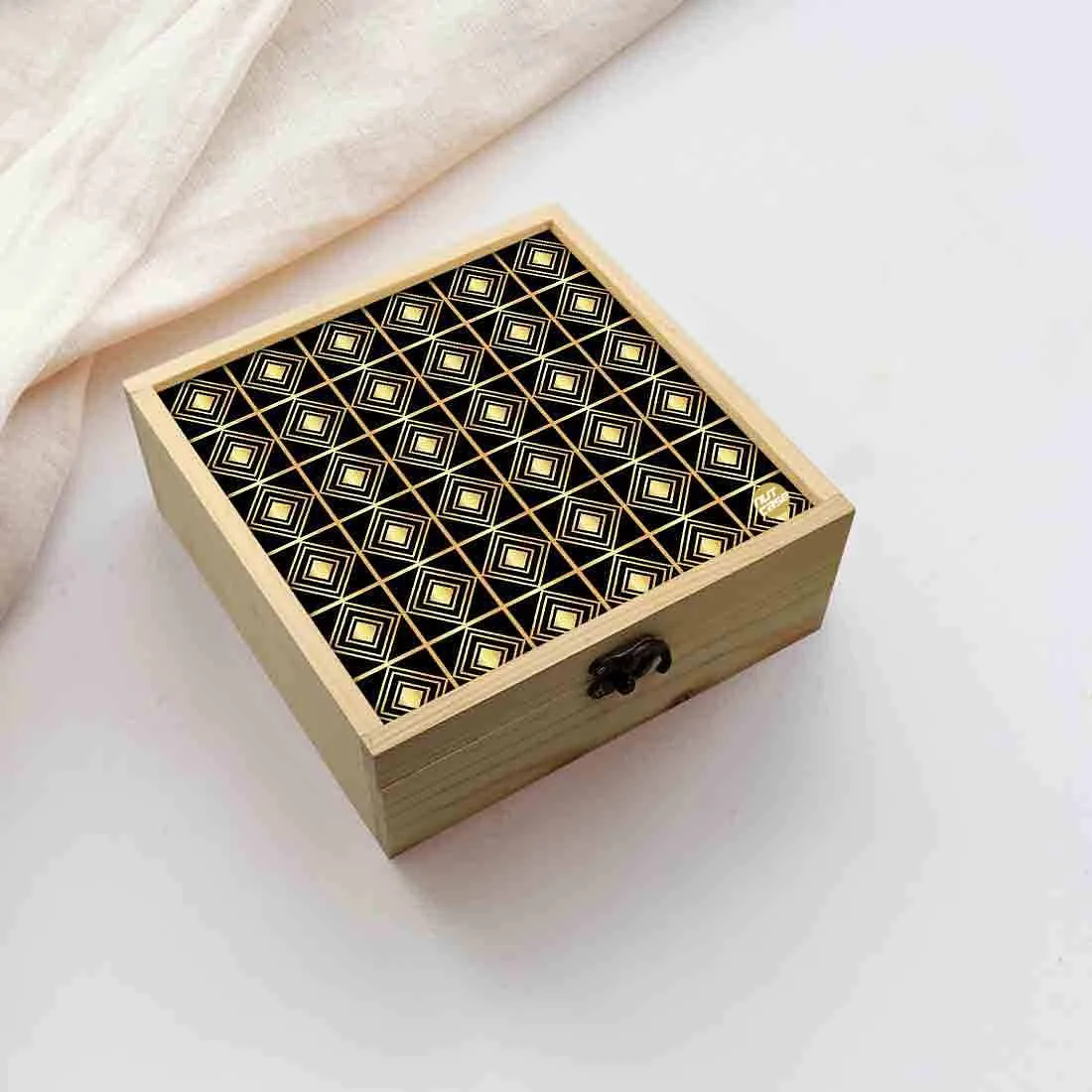 Jewellery Box Wooden Jewelry Organizer -  Diamond Pattern