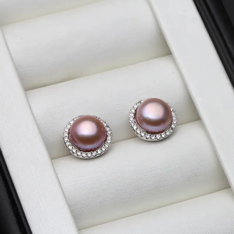 JuliaFashion - 2024 White Freshwater Pearl Stud Earrings