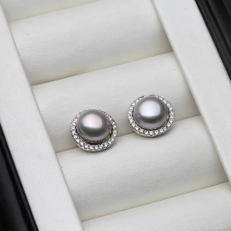 JuliaFashion - 2024 White Freshwater Pearl Stud Earrings