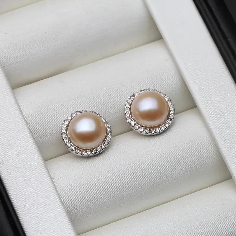 JuliaFashion - 2024 White Freshwater Pearl Stud Earrings