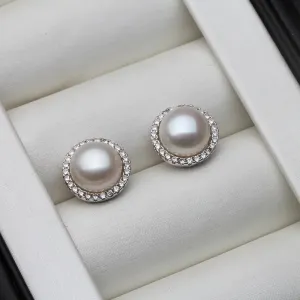 JuliaFashion - 2024 White Freshwater Pearl Stud Earrings