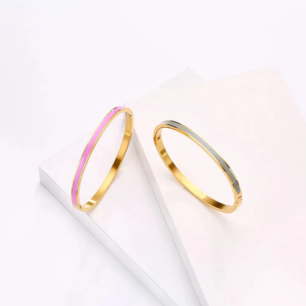 KESLEY Bangle Bracelets Enamel Colorful Luxury  Waterproof Hypoallergenic Hard Bracelets Luxury