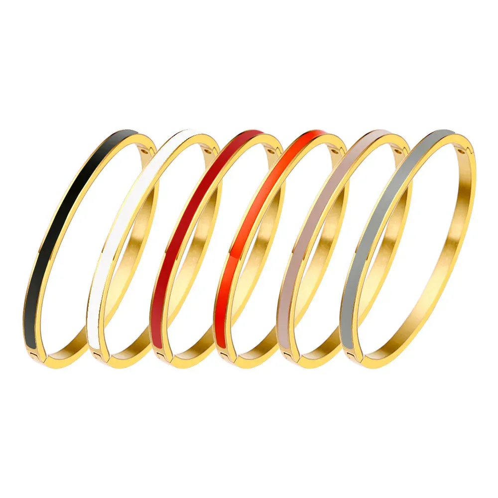 KESLEY Bangle Bracelets Enamel Colorful Luxury  Waterproof Hypoallergenic Hard Bracelets Luxury