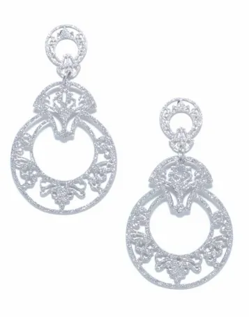 Lace Glitter Earrings in Silver