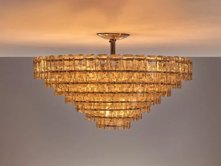 Large Chandelier with Rectangular Glass Shades 97cm / 38.19in.