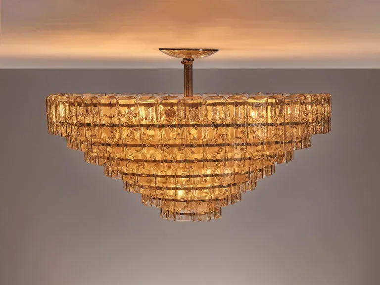 Large Chandelier with Rectangular Glass Shades 97cm / 38.19in.