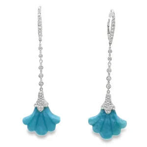 Larimar and Diamond Long Earrings