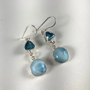 Larimar, Blue Topaz & Sterling Silver Earrings