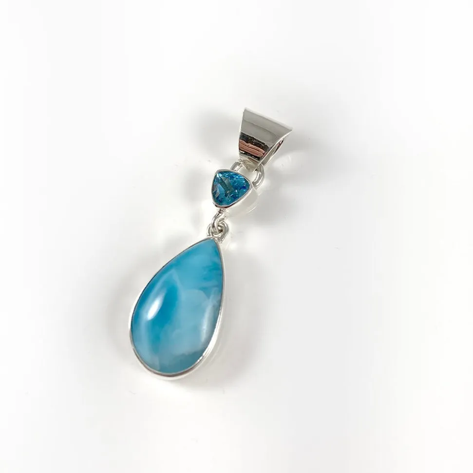 Larimar, Blue Topaz & Sterling Silver Earrings