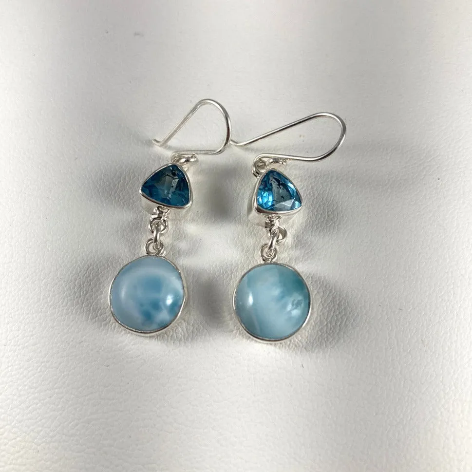 Larimar, Blue Topaz & Sterling Silver Earrings