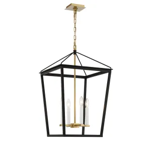 Lucent 4 Light Lantern - Large - Black & Aged Brass