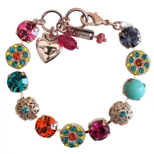 Mariana "Poppy" Rose Goldtone Filigree Floral Statement Crystal Bracelet, Multi Colorful Rainbow 4213 1909rg