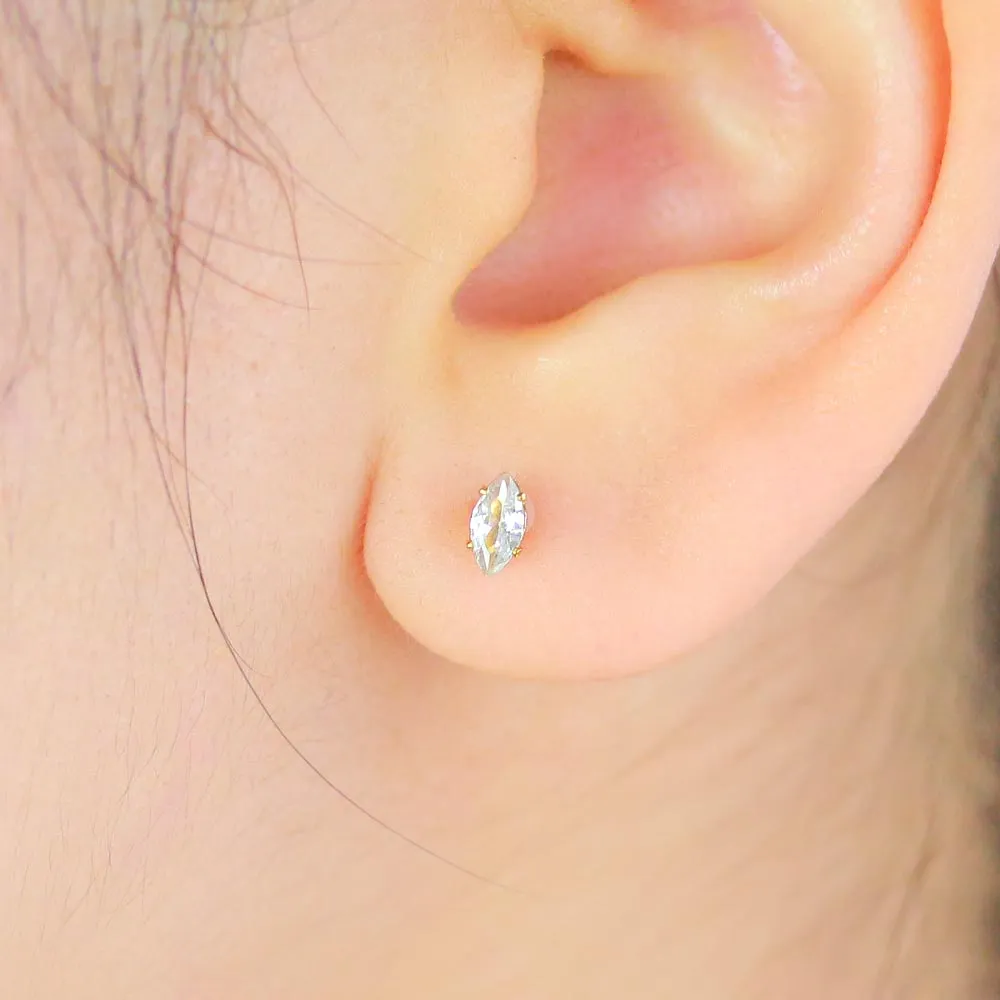 Marquise Stone 18K Gold Post Studs