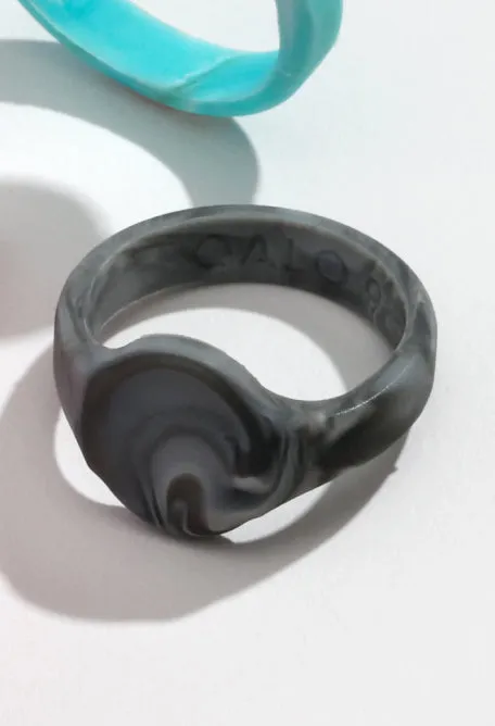 Men's Natural Stone Signet Silicone Ring