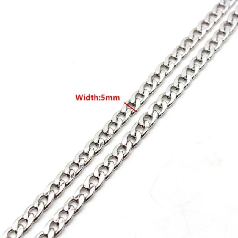 Men's Stainless Steel Figaro Link Chain Curb Necklace