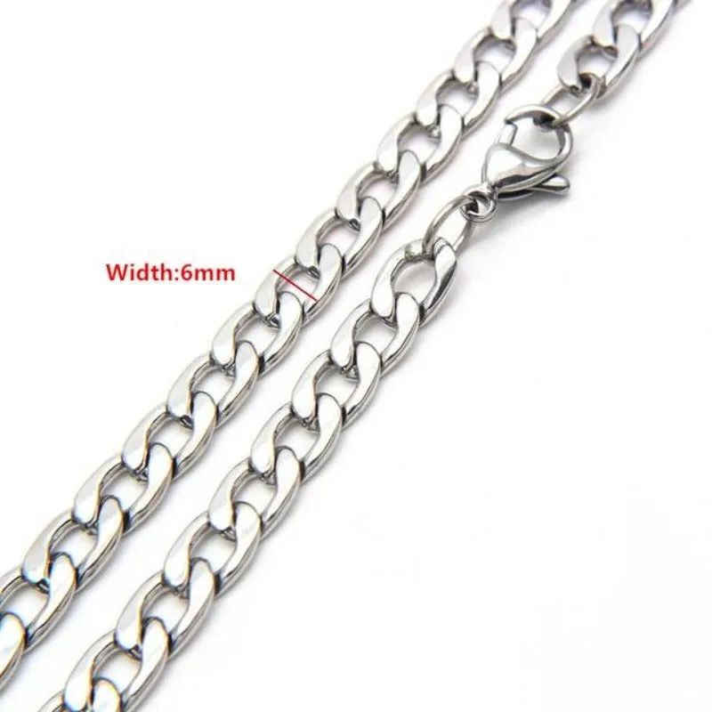 Men's Stainless Steel Figaro Link Chain Curb Necklace