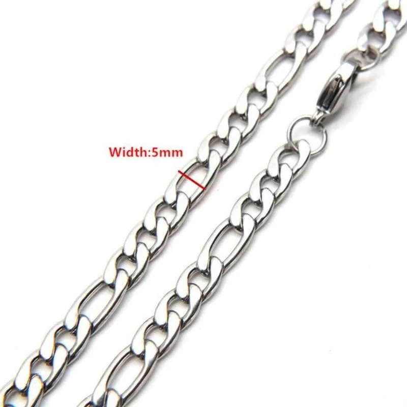 Men's Stainless Steel Figaro Link Chain Curb Necklace