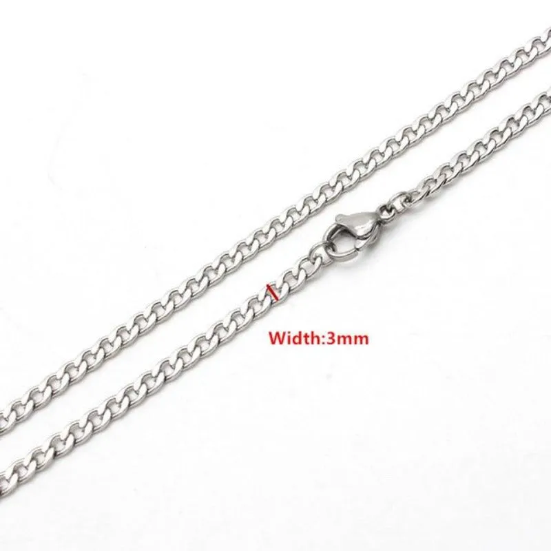 Men's Stainless Steel Figaro Link Chain Curb Necklace