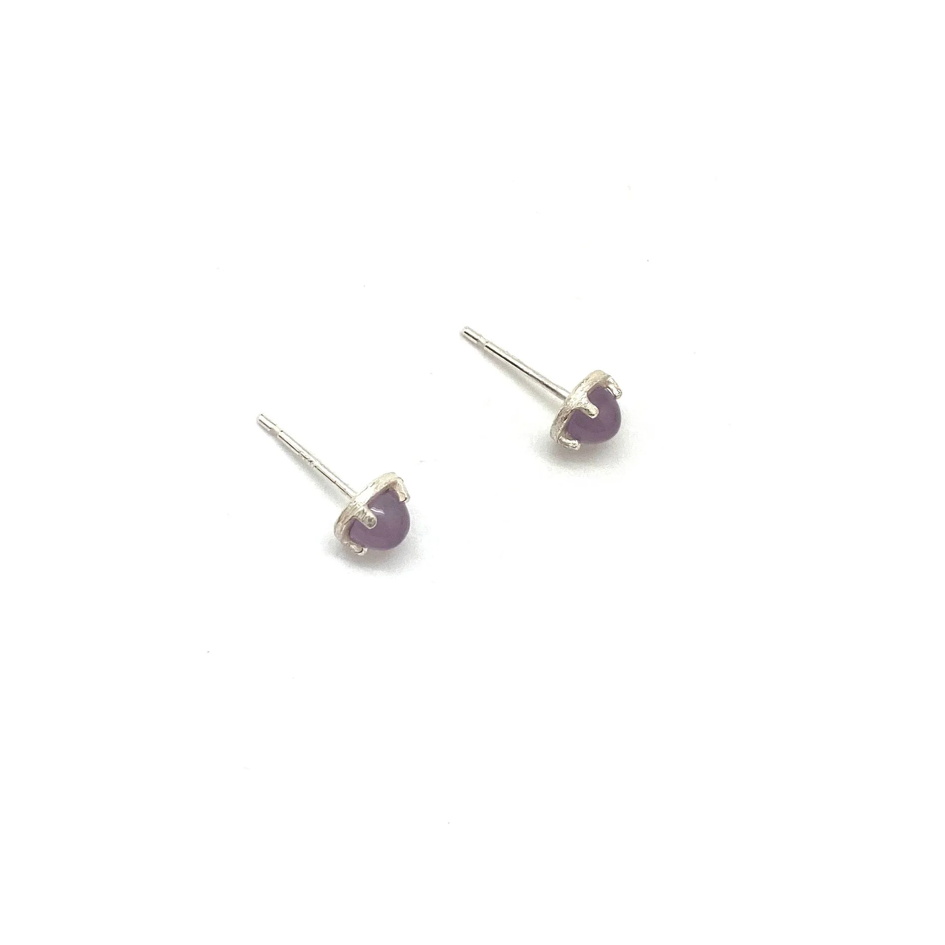 Mini Carved Studs - Pink Chalcedony