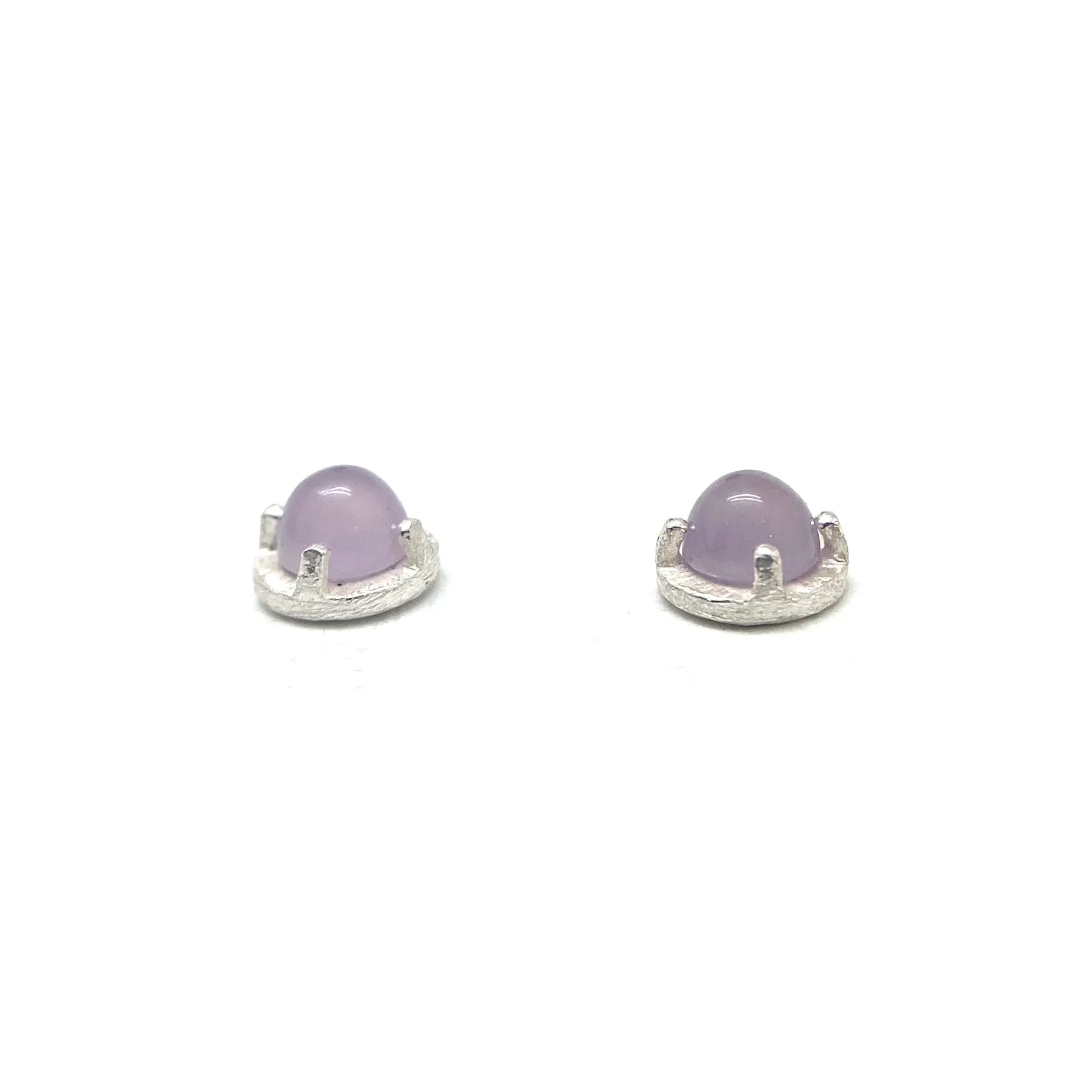 Mini Carved Studs - Pink Chalcedony