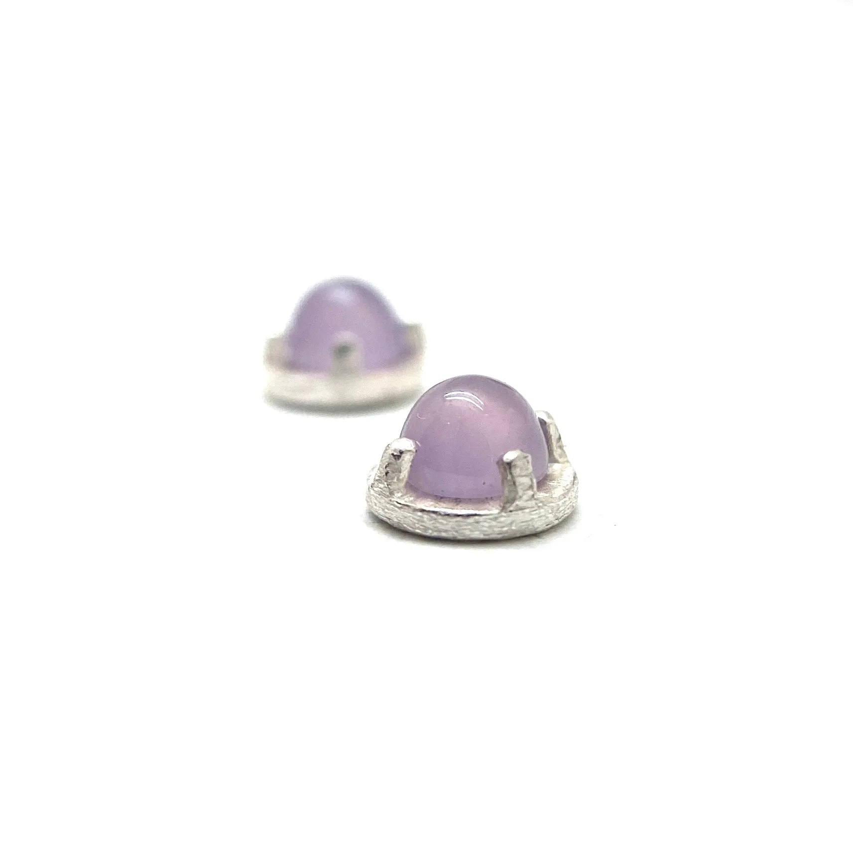 Mini Carved Studs - Pink Chalcedony