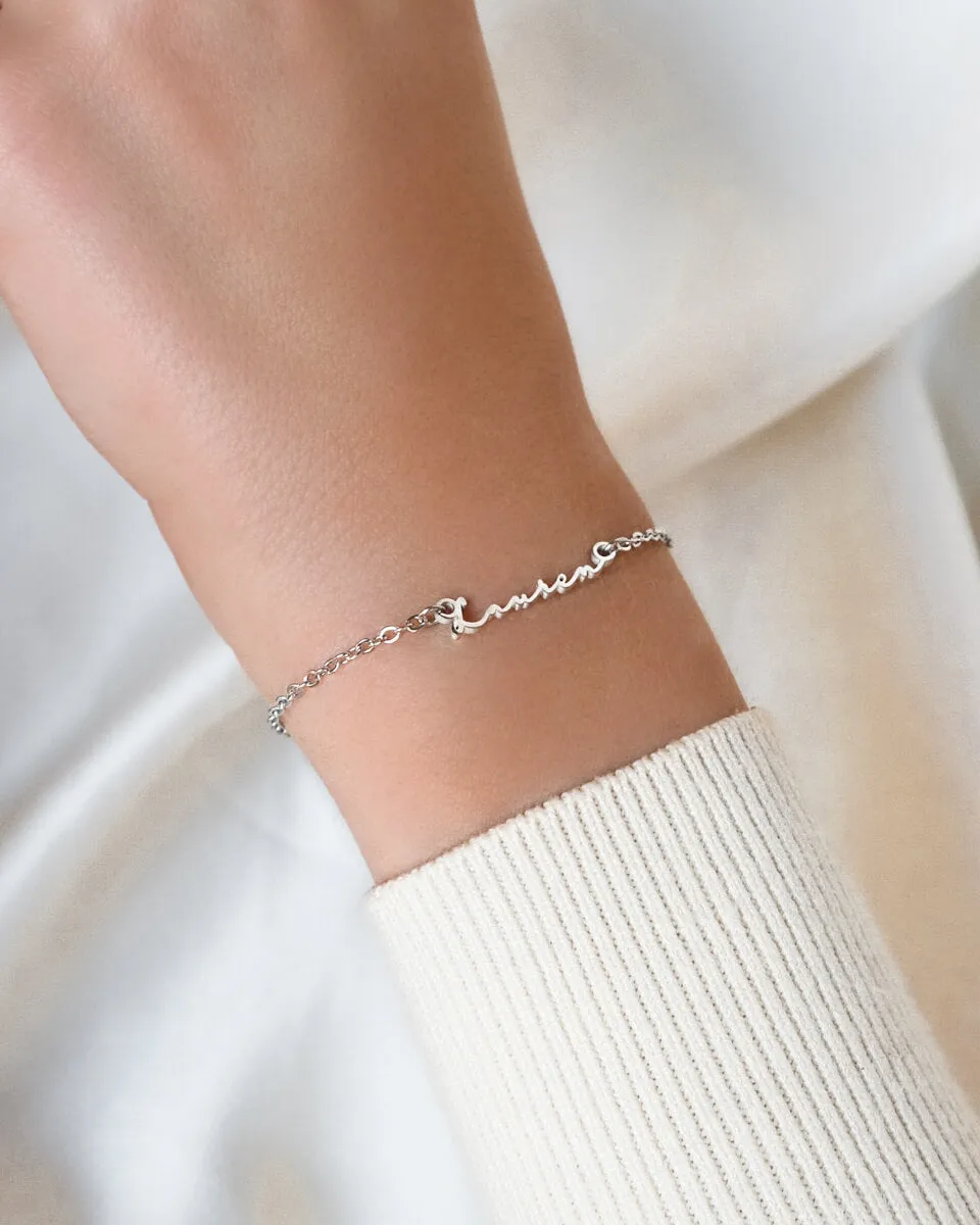 Mini Signature Name Bracelet (Silver)