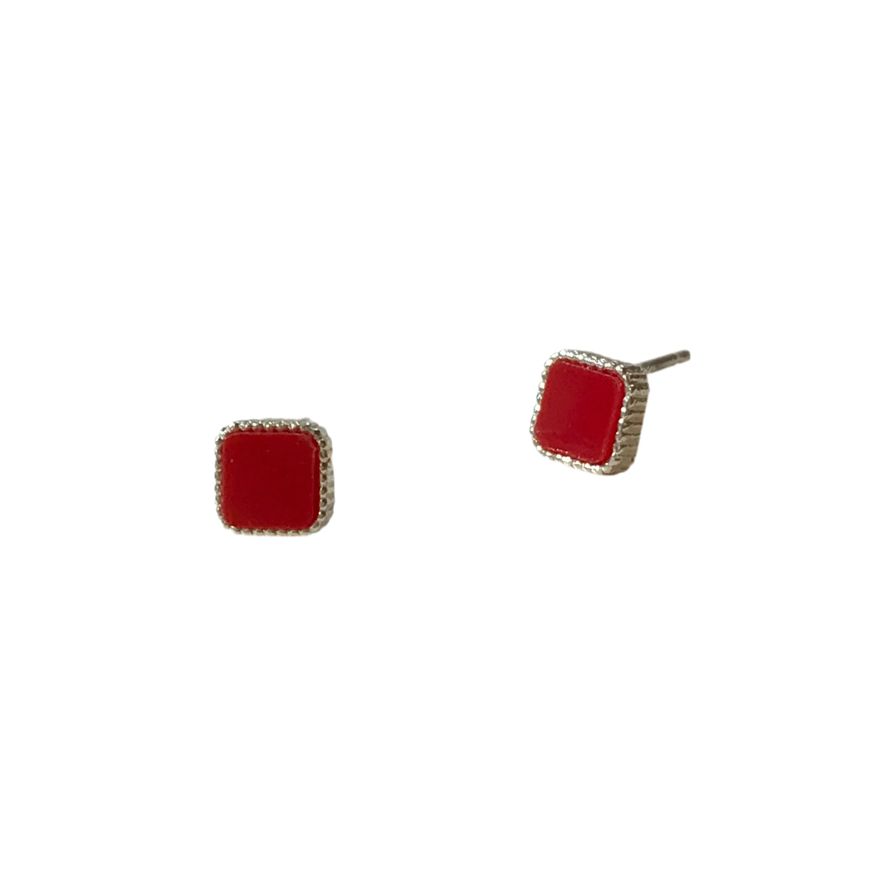 Mini Square Enamel Earrings