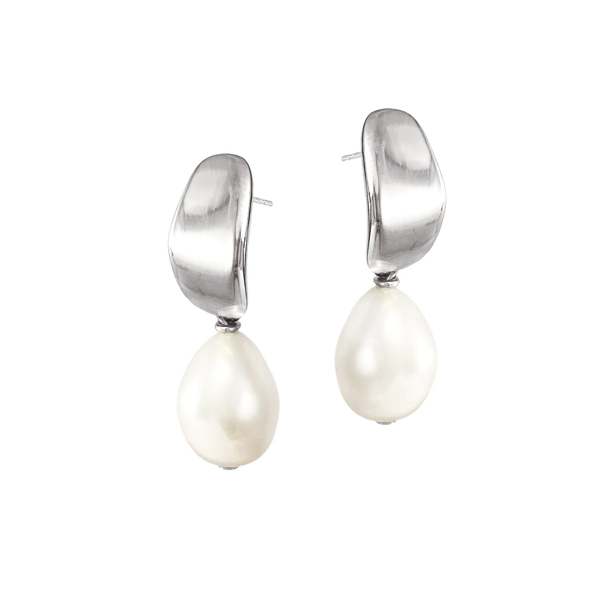 Mirage Pearl Studs - Silver