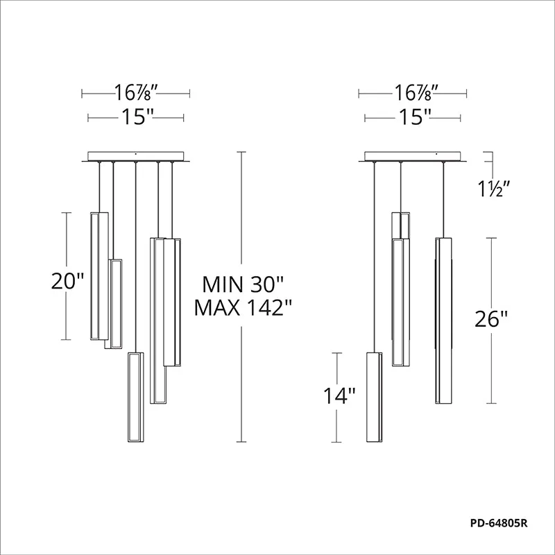 Modern Forms PD-64805R Chaos 5-lt 17" LED Pendant