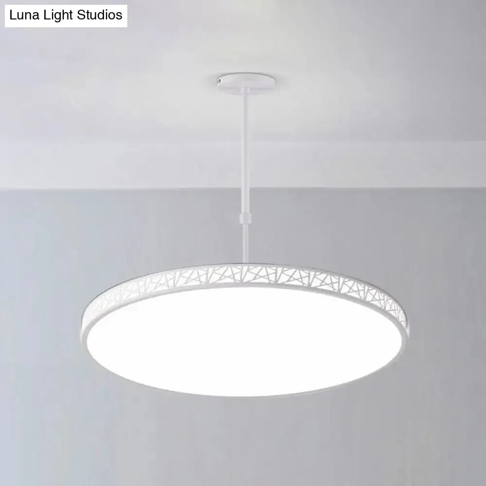 Modern Metallic LED Chandelier: Hollow-Carved Suspension Light for Conference Room