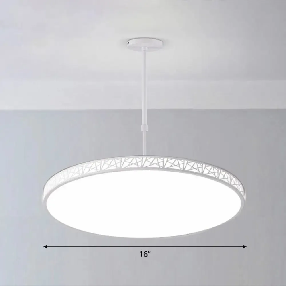 Modern Metallic LED Chandelier: Hollow-Carved Suspension Light for Conference Room