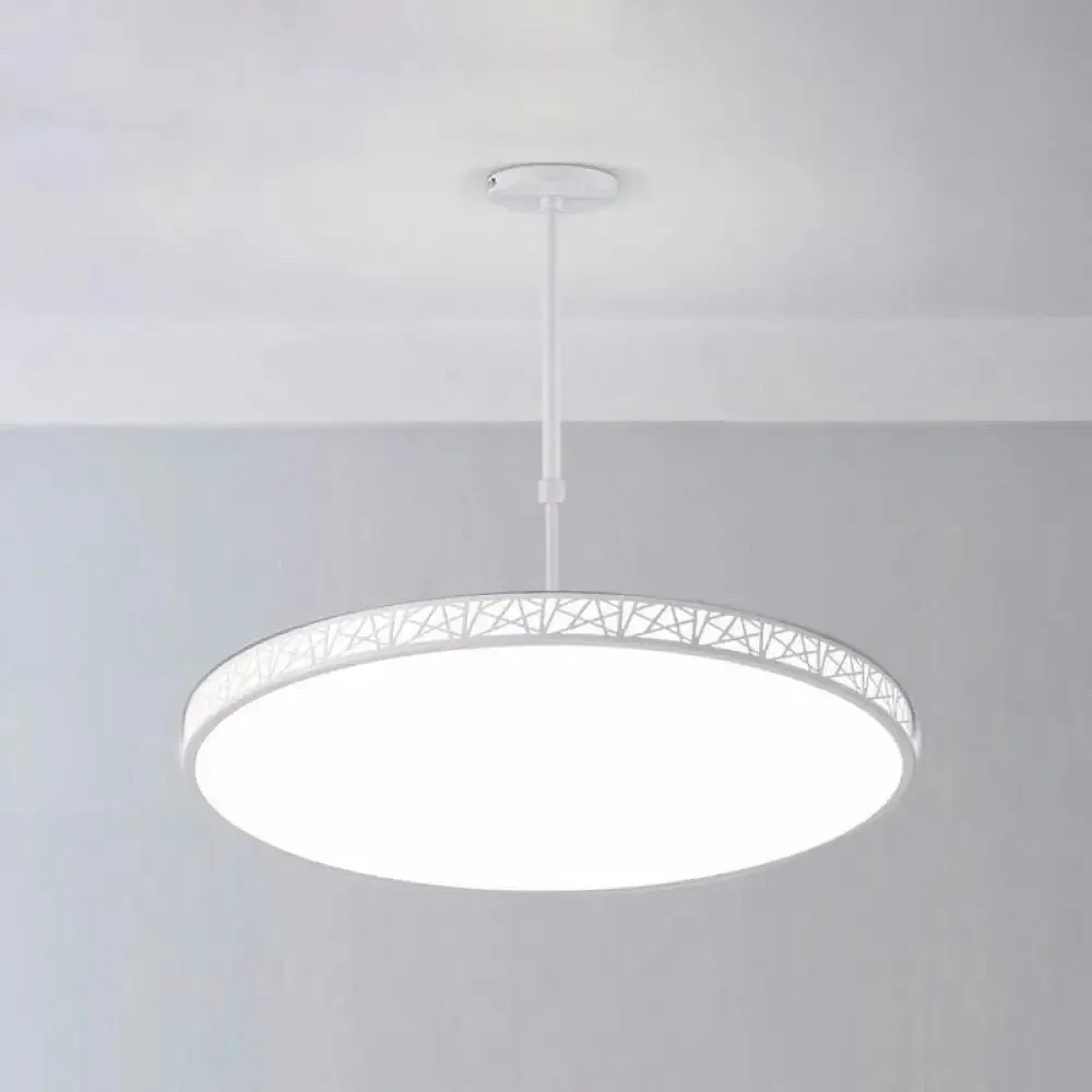 Modern Metallic LED Chandelier: Hollow-Carved Suspension Light for Conference Room