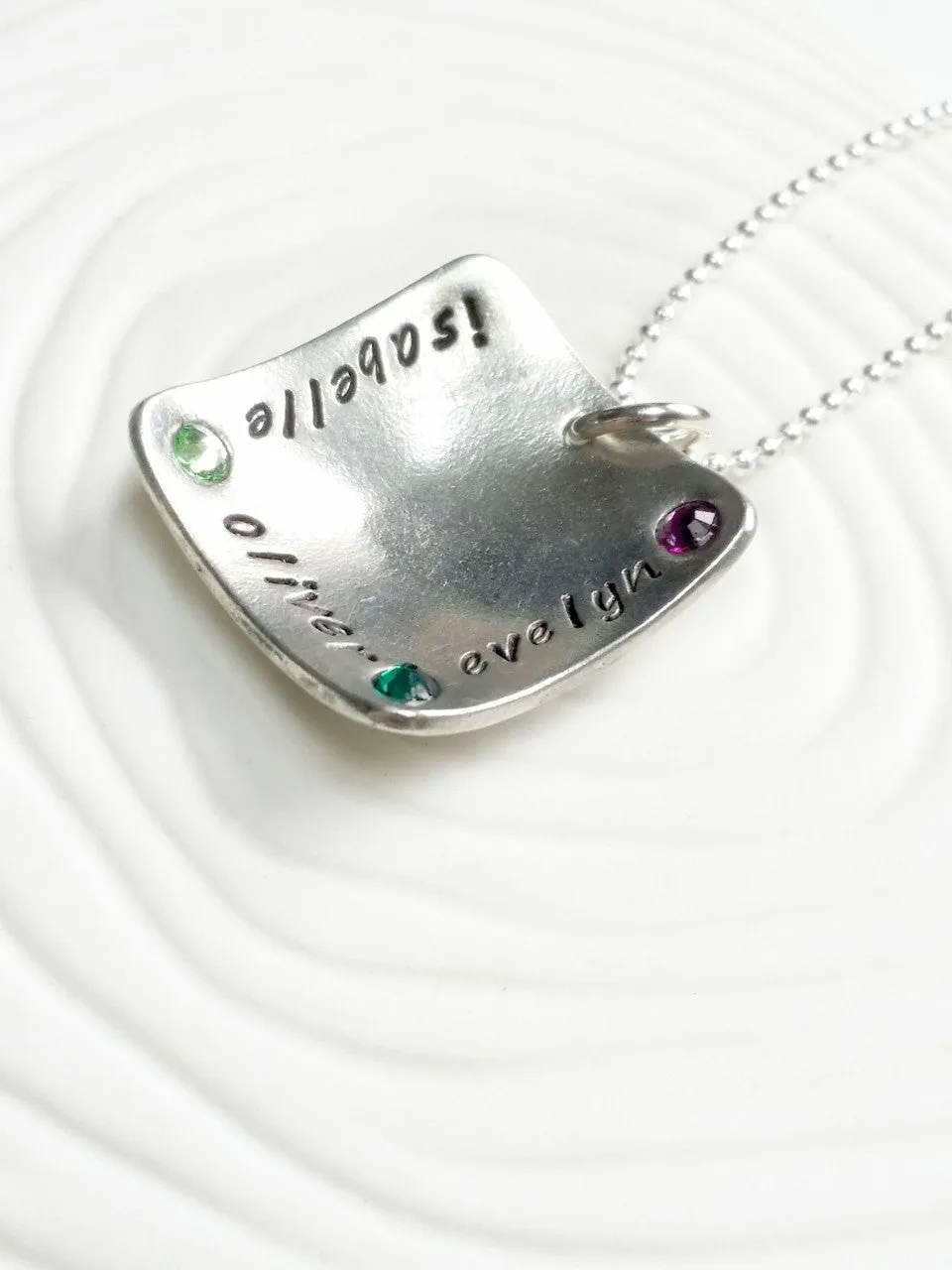 Modern Square Mother's Necklace | Birthstone Name Necklace